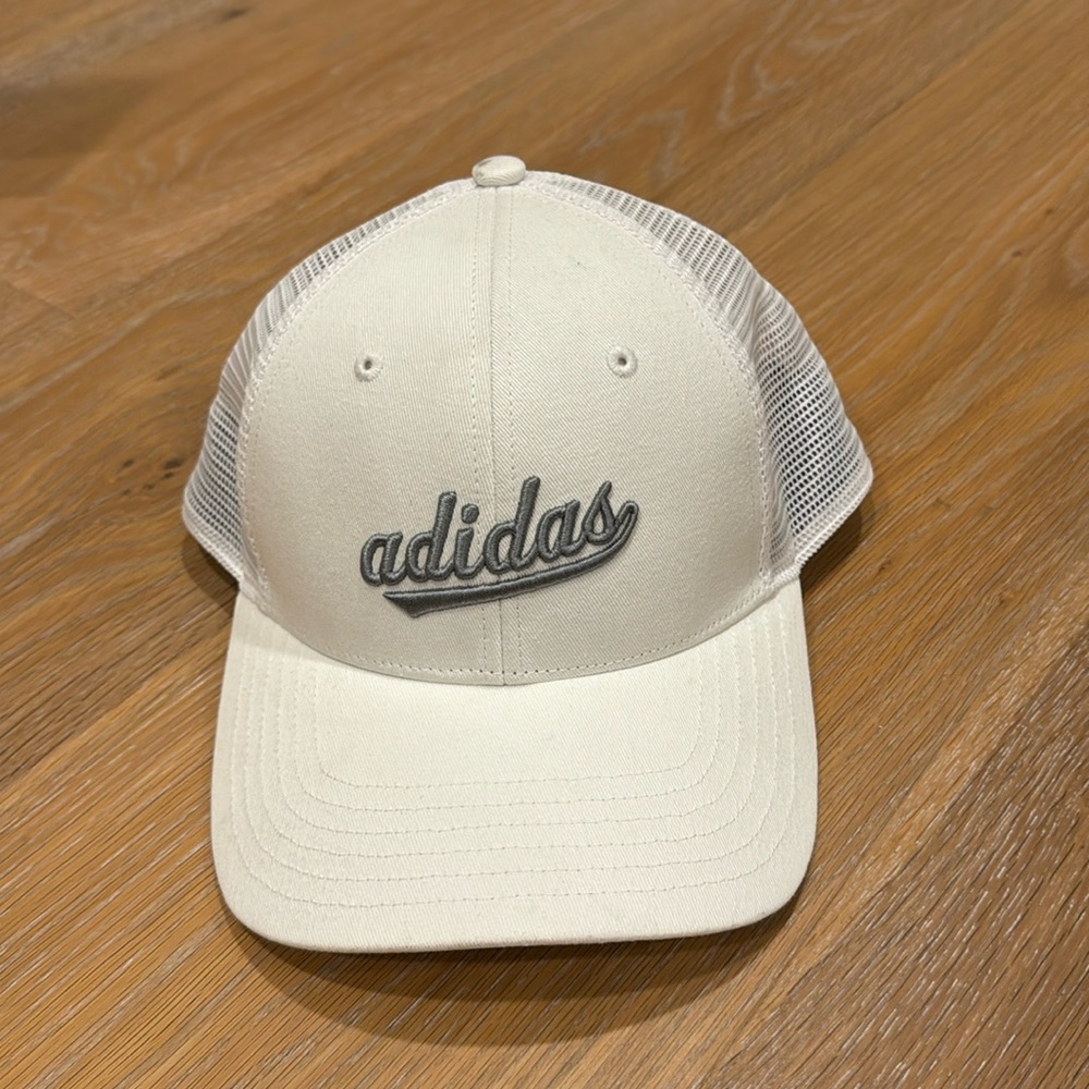 Adidas white trucker hat